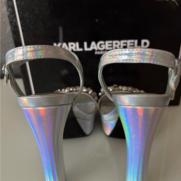 Karl Lagerfeld “Jala” Embellished Ankle-Strap Platform Sandals, Women’s Sz 7.5 - Picture 5 of 12